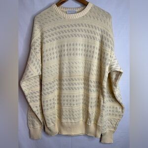 Lord Jeff Vintage Cotton Yellow and Gray Geometric Pattern Crewneck Sweater Sz L